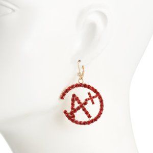 BETSEY JOHNSON Red Crystal A Plus Drop Dangle Earrings Gold Teacher Student BJ17